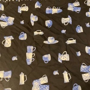 Talbots Black with blue teacup design sheer scarf
